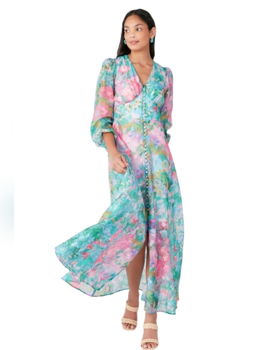 NWT ABBEY GLASS Brooke Gown in Vivid Bloom